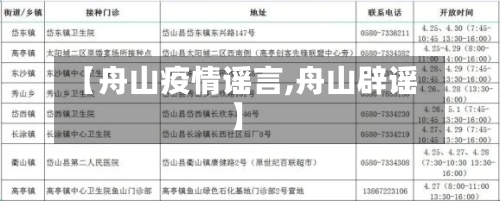 【舟山疫情谣言,舟山辟谣】